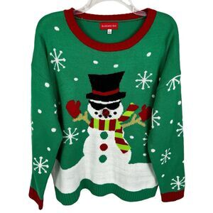 Blizzard Bay Green Ugly Christmas Cool Snowman Sunglasses Sweater Men’s Large
